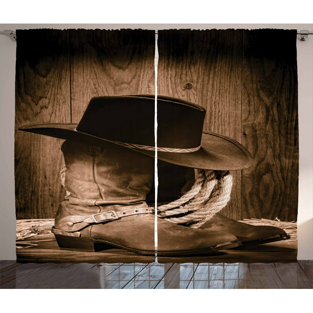 Western cowboy style Kitchen Curtains 2 Panel Set Decor Window Drapes 
